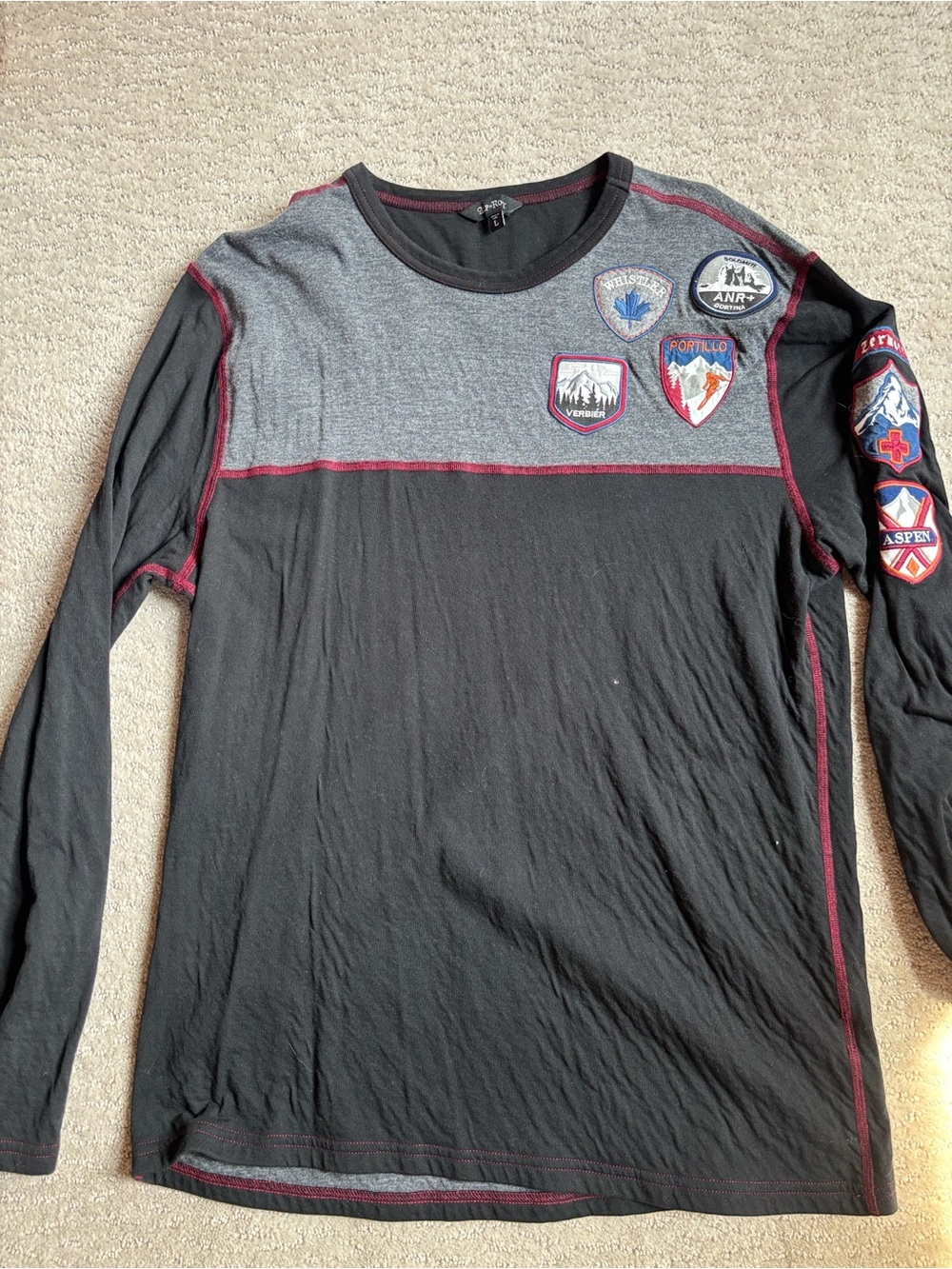 Alp N Rock Black & Gray Long Sleeve Patch Shirt